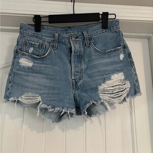 Levi's Light Blue Distressed Jean Shorts